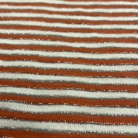 Chico's Melon, White & Shiny Silver Striped Short Sleeve The Ultimate Tee Medium - Picture 7 of 11